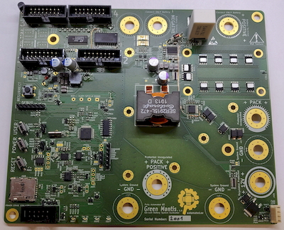 Assembled Green Mantis board from the front